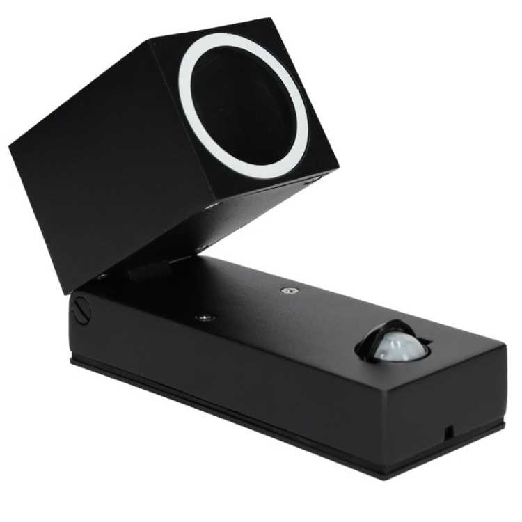 Kinkiet ogrodowy z czujnikiem ruchu QUAZAR 15 1xU10 LX IP44 czarny Kobi regulowana