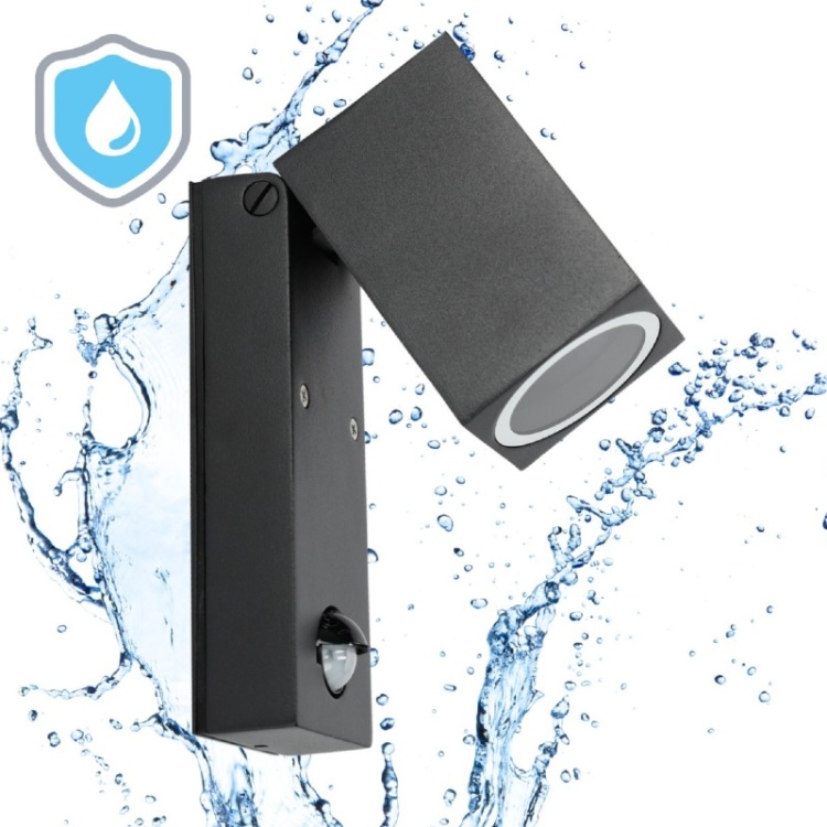 Kinkiet ogrodowy z czujnikiem ruchu QUAZAR 15 1xU10 LX IP44 czarny Kobi wodoodporna