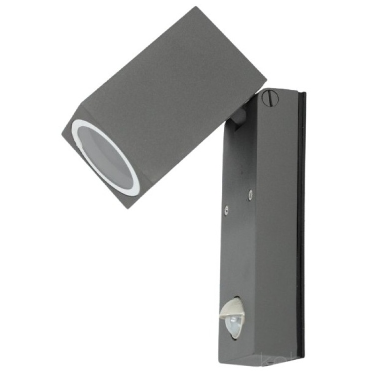 Kinkiet ogrodowy z czujnikiem ruchu QUAZAR 15 1xU10 LX IP44 szary Kobi główne zdjęcie