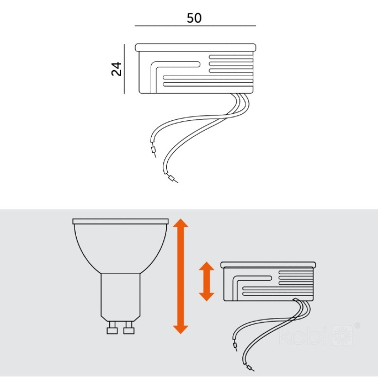 Wkład LED INSERT 5W 3000K mleczny Kobi infografika