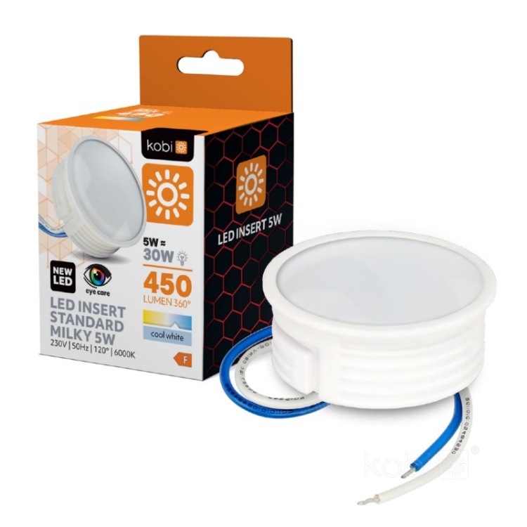 Wkład LED INSERT 5W 6000K mleczny Kobi opakowanie
