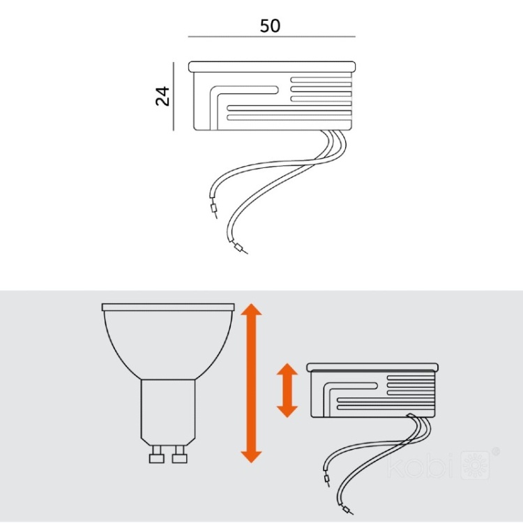 Wkład LED INSERT 5W 6000K mleczny Kobi infografika