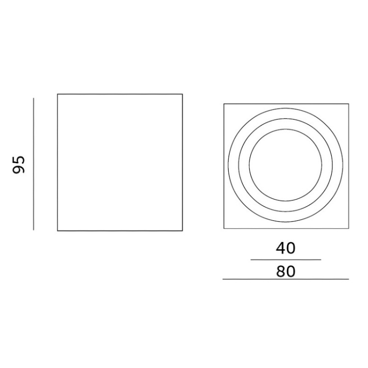 Oprawa do nabudowania AQUARIUS 1xGU10 kwadrat IP44 biały Kobi wymiary