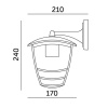 Kinkiet ogrodowy TEVIO KD 1xE27 IP54 czarny LED2B wymiary