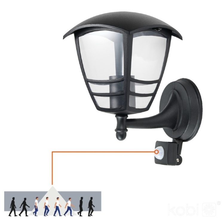 Kinkiet ogrodowy TEVIO KG 1xE27 LX IP54 czarny LED2B czujnik ruchu