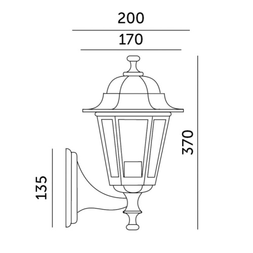 Kinkiet ogrodowy LO4101 1xE27 IP54 czarny Kobi wymiary