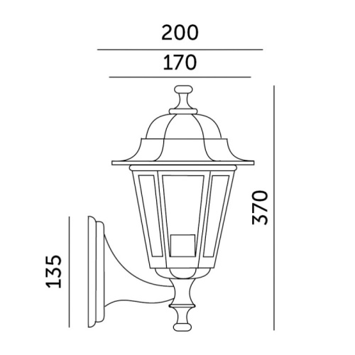 Kinkiet ogrodowy LO4101 1xE27 IP54 złoty Kobi wymiary