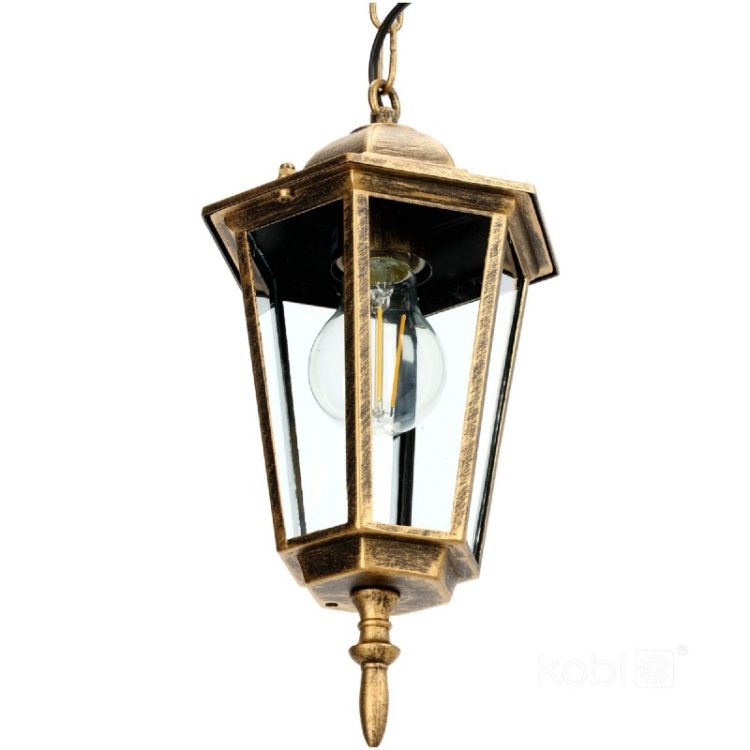 Lampa wisząca ogrodowa LO4105 1xE27 IP54 złota Kobi bok