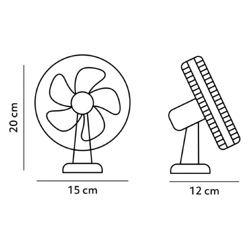 Wentylator biurkowy VIENTO CLIP czarny Kobi Windstar wymiary