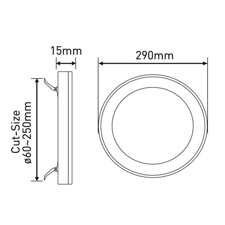 Plafon LED PLASCO 24W CCT 2550/3800lm Greenlux wymiary