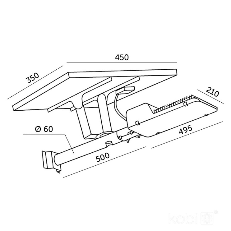 Oprawa drogowa Solar LED SOLIT 11W 4000K IP54 Kobi wymiary