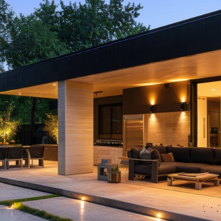 Kinkiet ogrodowy QUERK 7 2xGU10 IP54 czarny LED2B zastosowanie elewacja domu