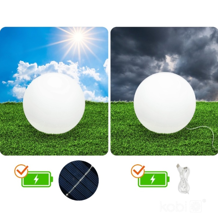 Lampa ogrodowa Solar LED GARDEN BALL 40cm 3000K+RGB Kobi Design podłączenie