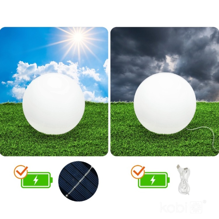 Lampa ogrodowa Solar LED GARDEN BALL 30cm 3000K+RGB Kobi Design podłączenie