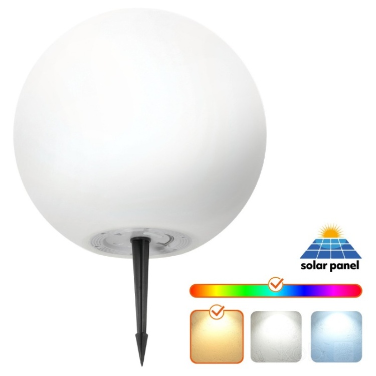 Lampa ogrodowa Solar LED GARDEN BALL 40cm 3000K+RGB Kobi Design warianty