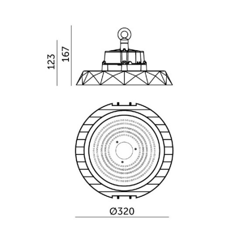 Oprawa przemysłowa High Bay LED ANICA 150W 4000K IP65 90° Kobi Pro wymiary