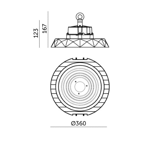 Oprawa przemysłowa High Bay LED ANICA 200W 4000K IP65 90° Kobi Pro wymiary