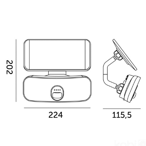 Naświetlacz z czujnikiem ruchu Solar LED KOBI NEW PHOENIX 13W 4000K IP65 Kobi wymiary