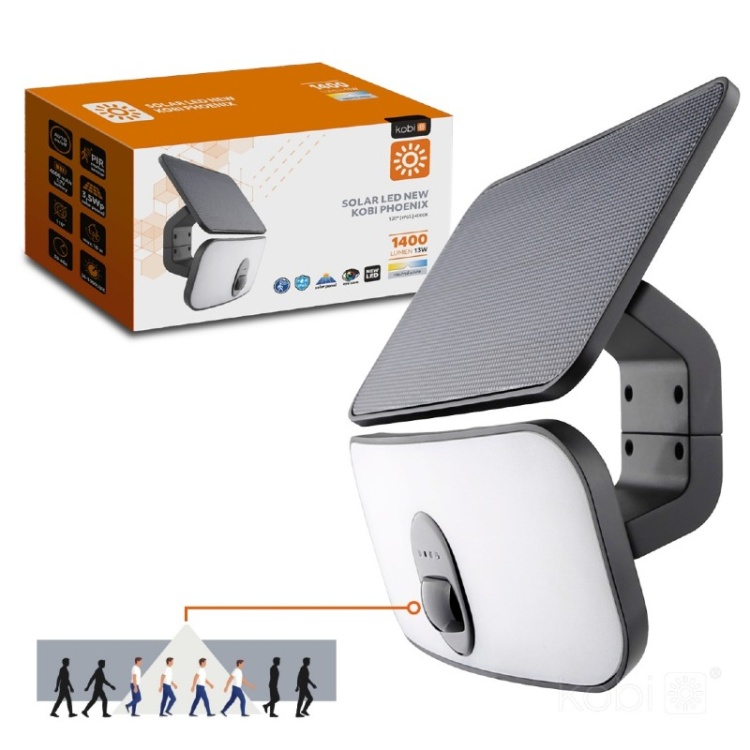 Naświetlacz z czujnikiem ruchu Solar LED KOBI NEW PHOENIX 13W 4000K IP65 Kobi opakowanie