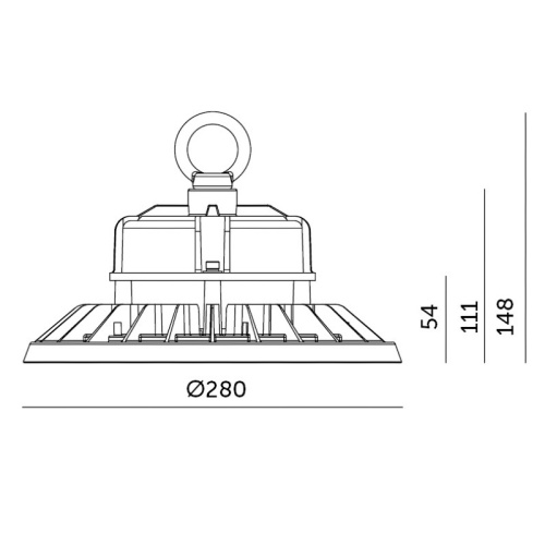 High Bay LED RIO PRO 150W 4000K IP66 Kobi Pro wymiary