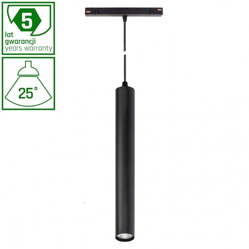 Oprawa zwis LED SYSTEM SHIFT HANGIT 12W 3000K 1130lm CRI90 25° na szynoprzewód 48V czarna Spectrum