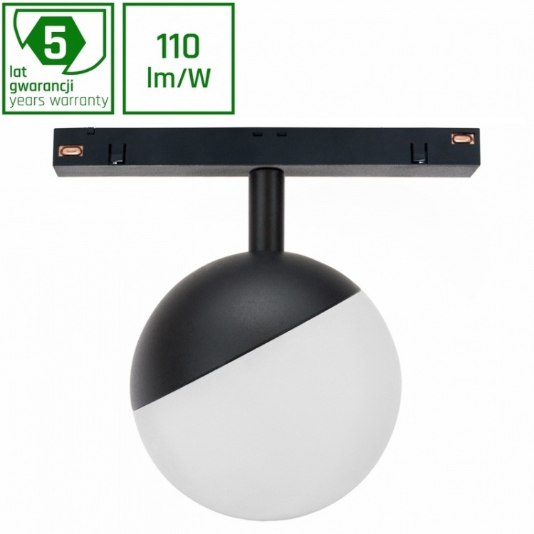 Oprawa kula LED SYSTEM SHIFT GLOBE 5W 3000K 550lm CRI90 165° na szynoprzewód 48V czarna Spectrum