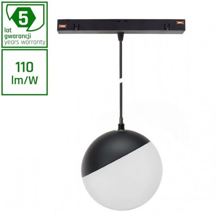 Oprawa zwis LED SYSTEM SHIFT GLOBE P 5W 3000K 550lm 165° na szynoprzewód 48V czarna Spectrum