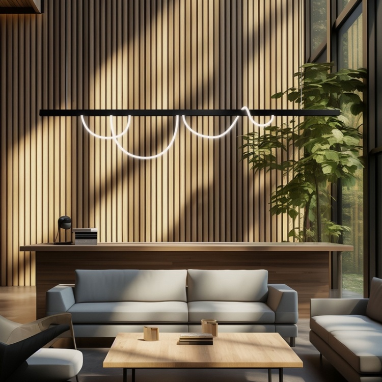 Oprawa LED SYSTEM SHIFT NEON FLEX TUBE L 24W 3000K 2540lm CRI90 360° na szynoprzewód 48V Spectrum aranżacja