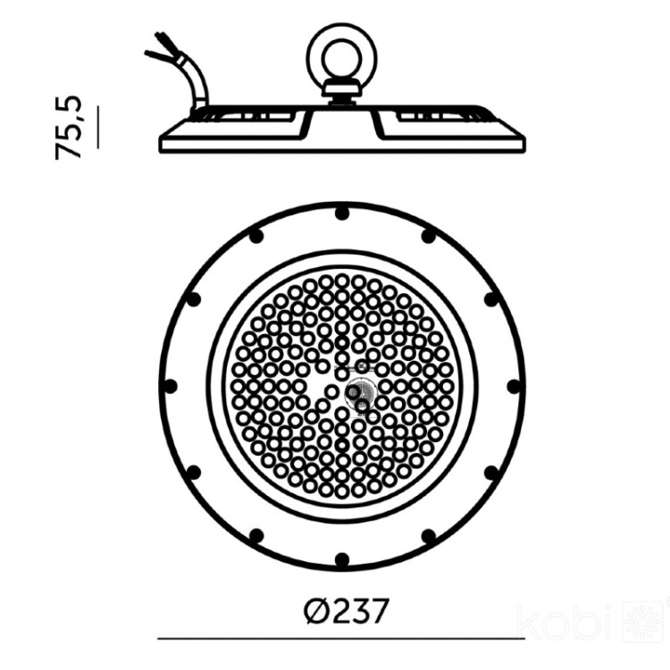 High Bay LED GRAZA 100W 4000K IP65 90° Kobi wymiary