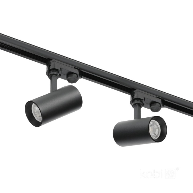 Reflektor szynowy 3-obwodowy NEXTRACK S-LINE 1xGU10 czarny Kobi na szynie aranżacja