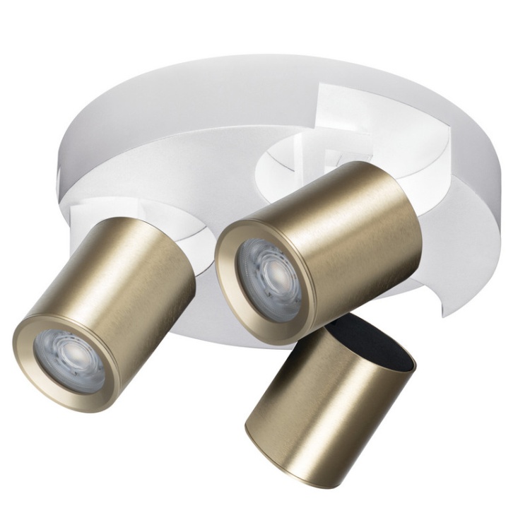 Oprawa ścienno-sufitowa LAURIN EL-3O GU10 3-punktowa okrągła biała/złota Kanlux 38967