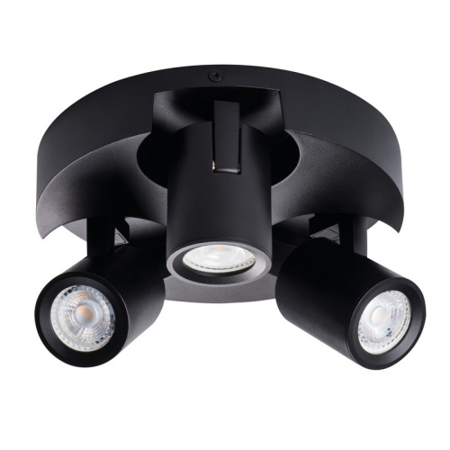 Oprawa ścienno- sufitowa 3 punktowa okrągła GU10 LAURIN EL-3O B czarna KANLUX 29127