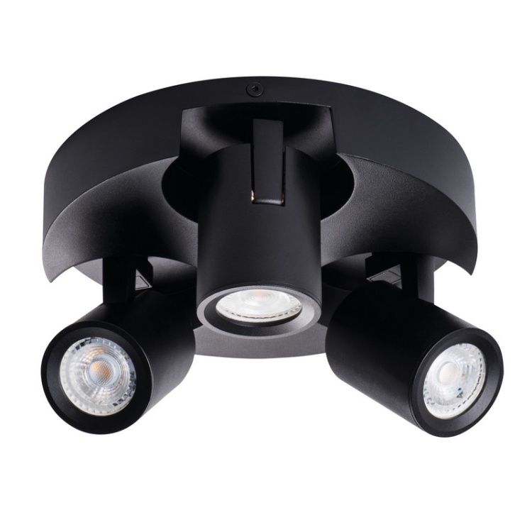 Oprawa ścienno- sufitowa 3 punktowa okrągła GU10 LAURIN EL-3O B czarna KANLUX 29127