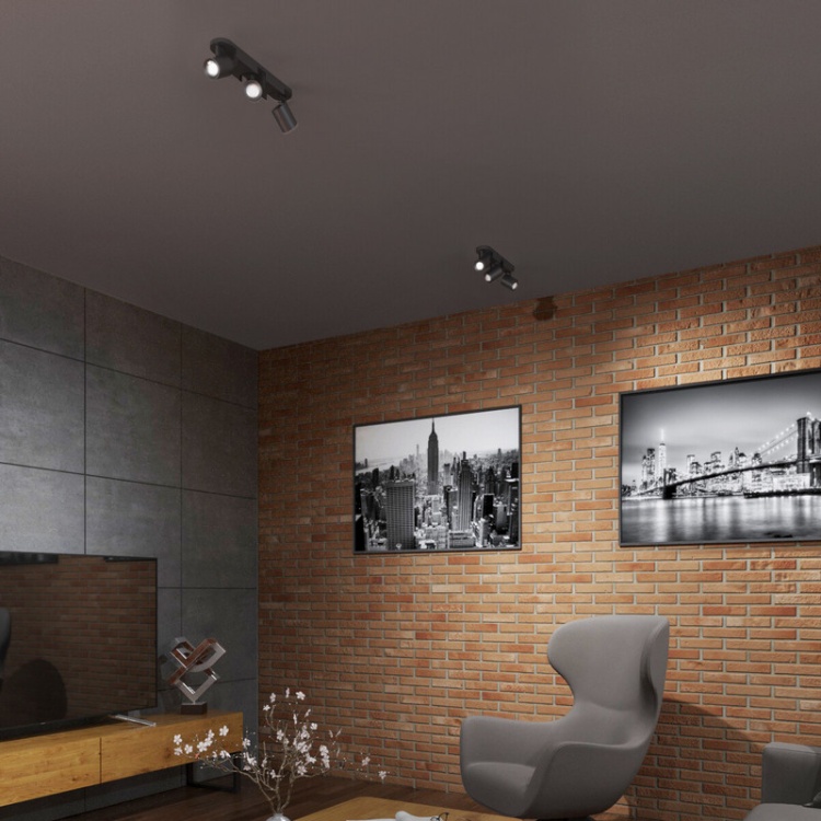 Oprawa ścienno-sufitowa 3 punktowa GU10 LAURIN EL-3I B czarna KANLUX 29125 zastosowanie