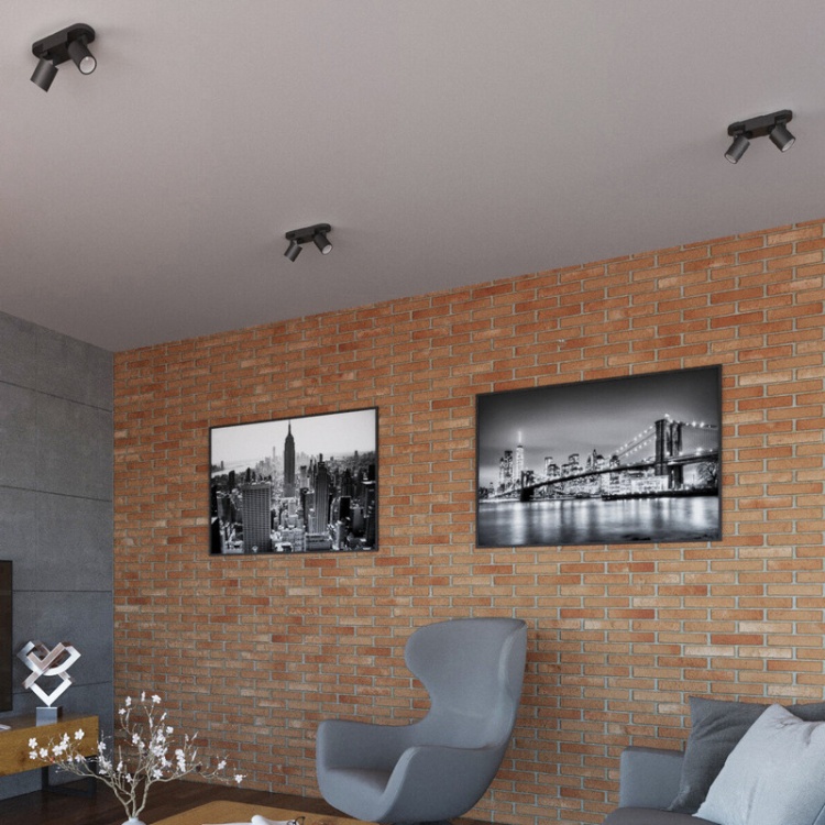 Oprawa ścienno- sufitowa 2 punktowa GU10 LAURIN EL-2I B czarna KANLUX 29123 zastosowanie