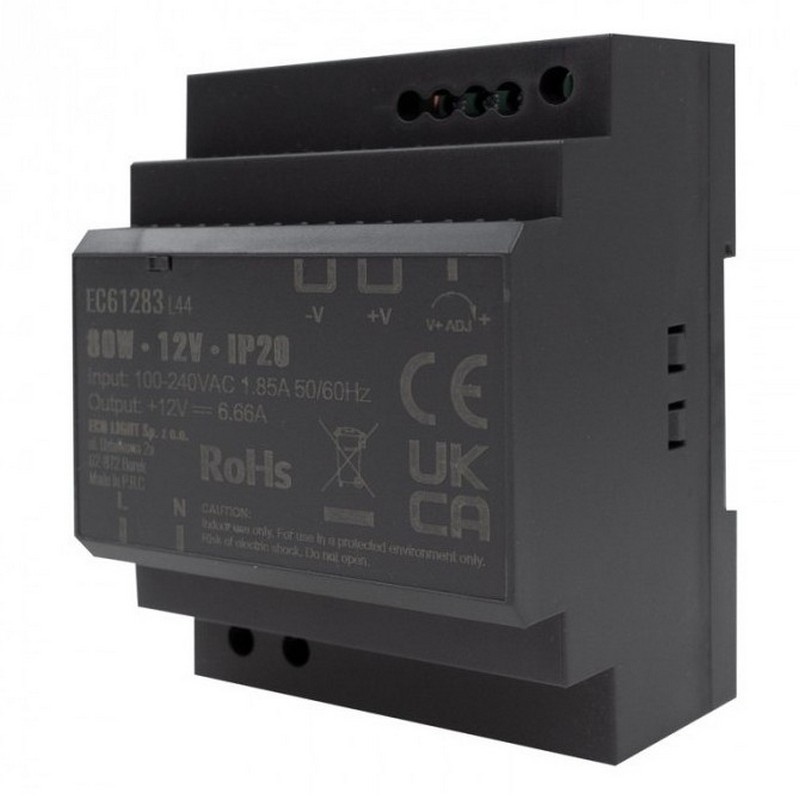 Zasilacz na szynę DIN PREMIUM 12V 80W Ecolight EC61283