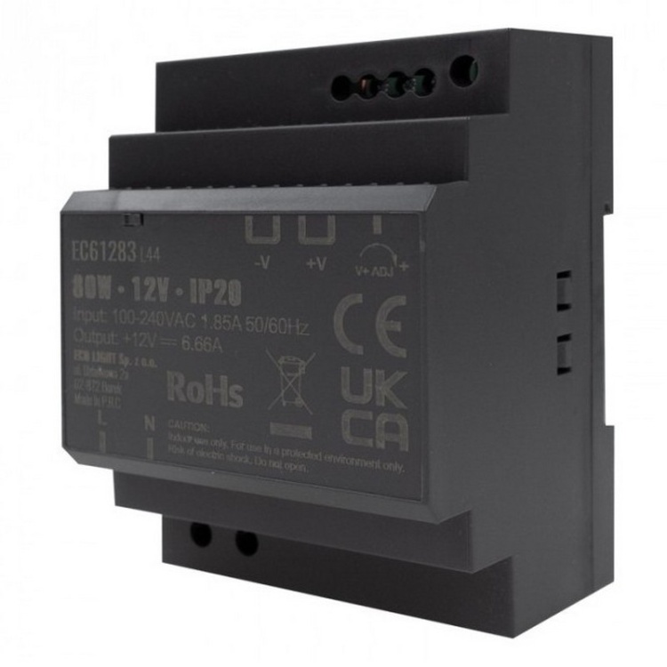 Zasilacz na szynę DIN PREMIUM 12V 80W Ecolight EC61283