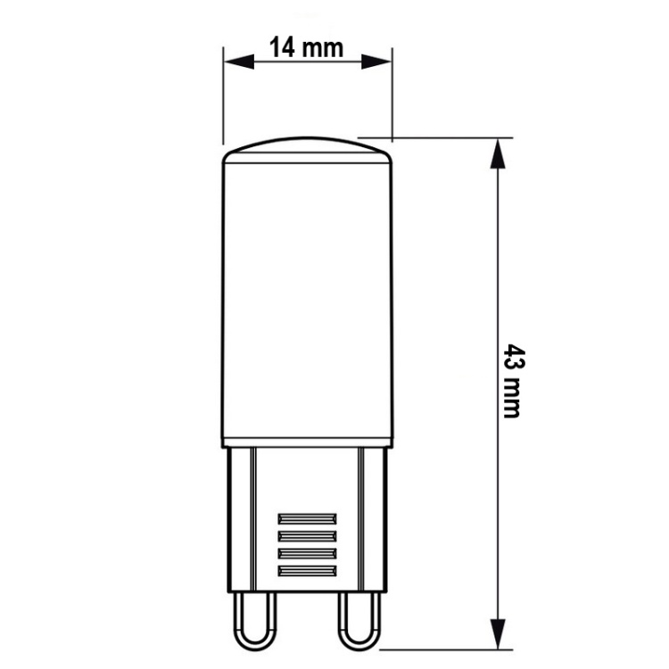 Żarówka LED Philips CorePro LEDcapsuleMV 2.7-25W D G9 827 biała ciepła 2700K 300lm ściemnialna wymiary