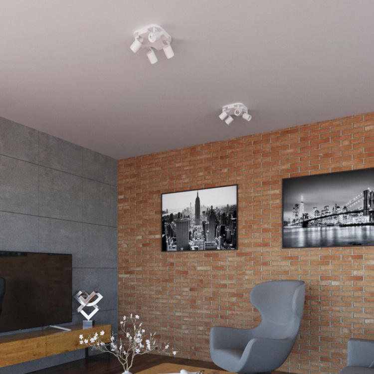 Oprawa ścienno- sufitowa 4 punktowa GU10 LAURIN EL-4O W biała KANLUX 29128 aranżacja