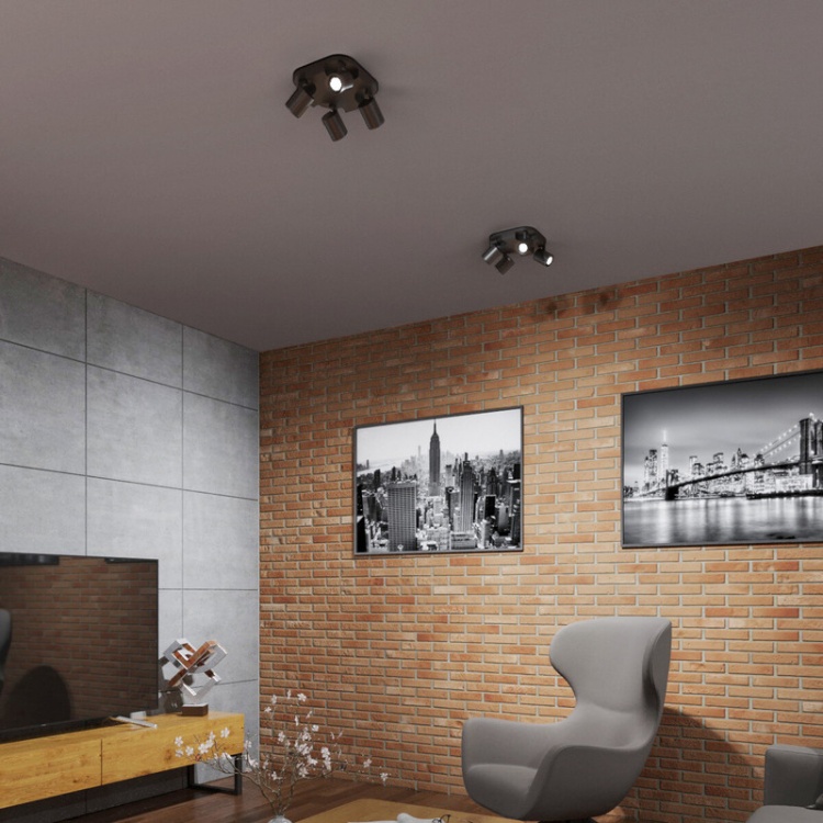 Oprawa ścienno- sufitowa 4 punktowa GU10 LAURIN EL-4O B czarna KANLUX 29129 aranżacja