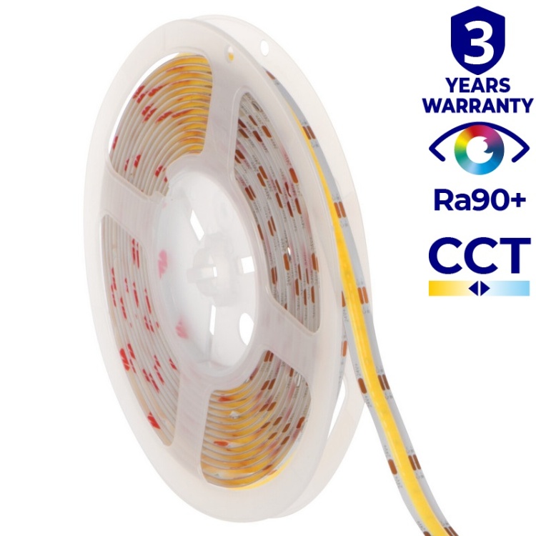 Taśma LED STRIP LCOB 12V 14W/1m CCT 2700-6500K 5m 1260lm/1m CRI90+ IP00 Kanlux 38911 infografiki