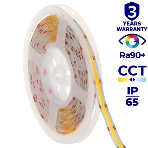 Taśma LED STRIP LCOB 12V 14W/1m CCT 2700-6500K 5m 1260lm/1m CRI90+ IP65 Kanlux 38912 infografiki
