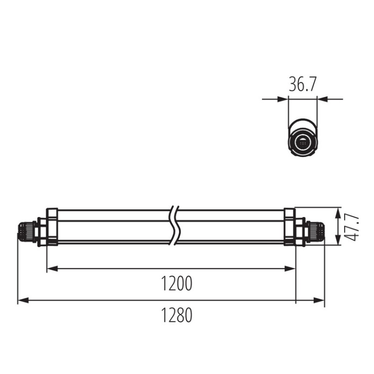 Oprawa liniowa LED TP SLIM TW N 40W biała neutralna 4000K 4800lm IP65 Kanlux 38942 wymiary