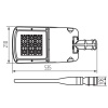Oprawa uliczna LED PRO-S S 50W 4000K 7790lm gniazdo Zhaga zasilacz DALI szara IP66 IK08 Kanlux 39297 wymiary
