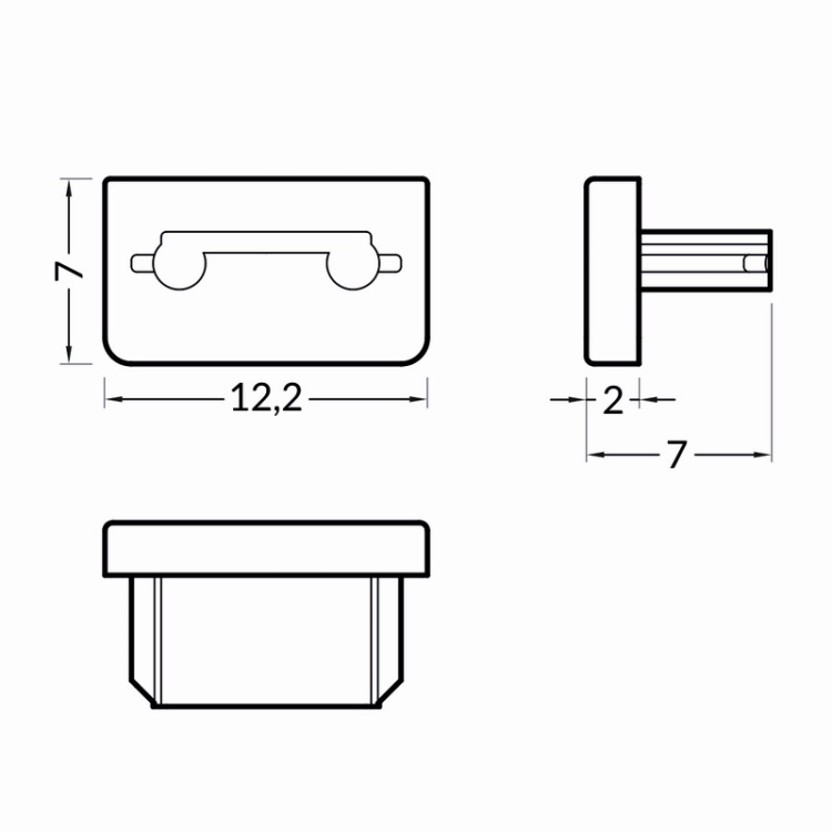 Zaślepka do profilu led SLIM8 szara Topmet wymiary
