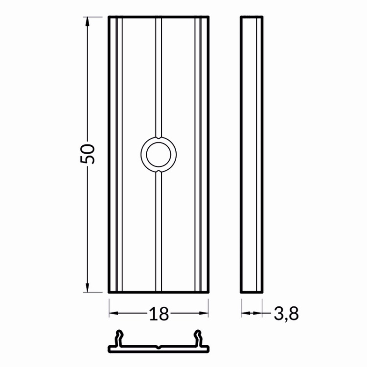 Łącznik X do profilu led aluminiowy Topmet wymiary