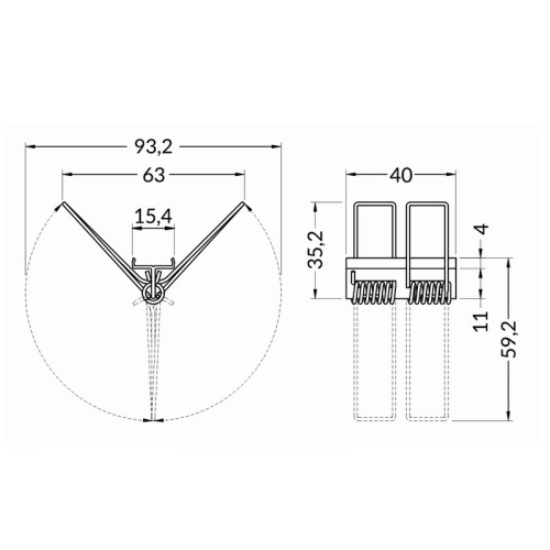 Uchwyt mocujący X sprężyna aluminium Topmet wymiary