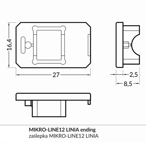 Zaślepka do profilu led Mikro-Line Linia12 Topmet wymiary