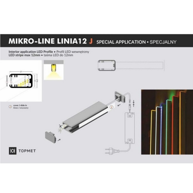 Zaślepka do profilu led Mikro-Line Linia12 Topmet schemat