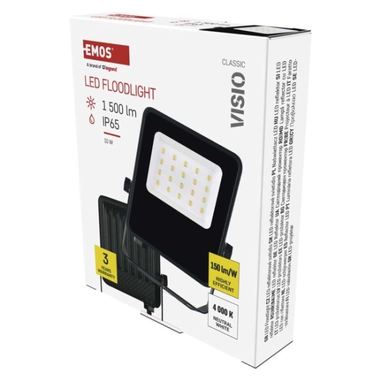 Naświetlacz LED VISIO 10W czarny neutralna biel opakowanie